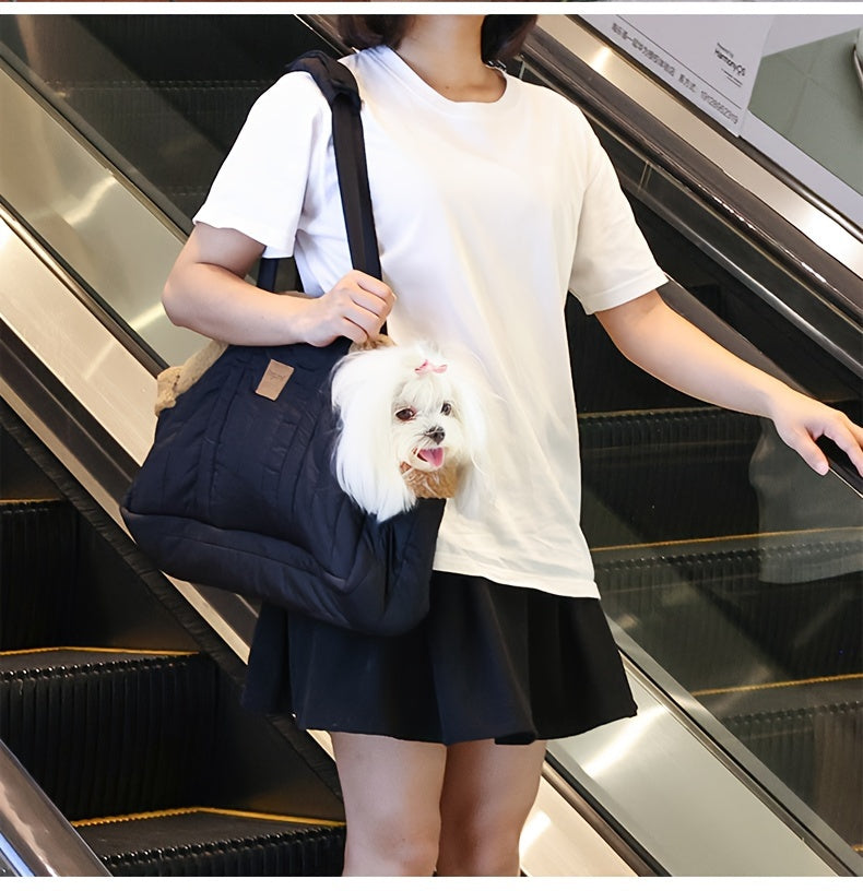 Winter Pet Carrier Handbag with Snap Closure – Cozy Warm Tote Bag for Small Dogs & Cats, Perfect for Outdoor Activities, Available in Brown, Black, Beige, Pink, Green & Blue