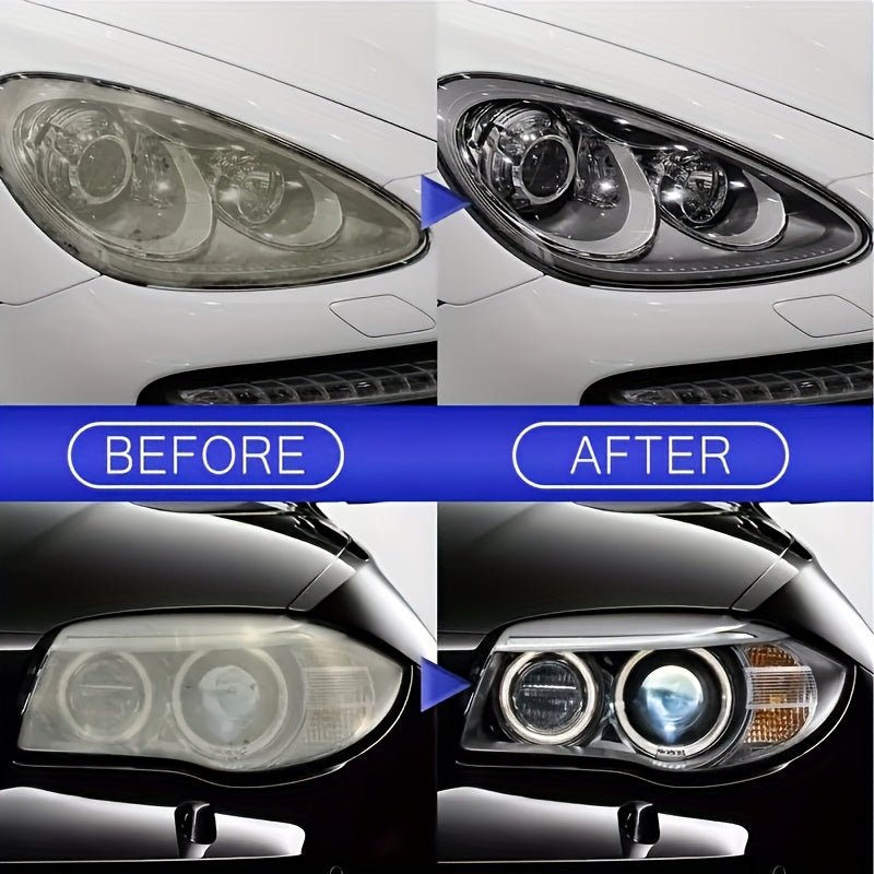 Headlight Restoration Kit with Restoration Fluid & Sponge – Removes Yellowing, Cloudiness & Oxidation, Restores Clarity & Shine Fast, Universal Fit for All Car Models, DIY Headlight Lens Repair & Polish Set