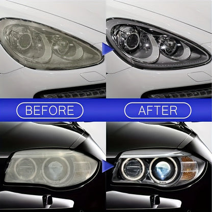 Headlight Restoration Kit with Restoration Fluid & Sponge – Removes Yellowing, Cloudiness & Oxidation, Restores Clarity & Shine Fast, Universal Fit for All Car Models, DIY Headlight Lens Repair & Polish Set