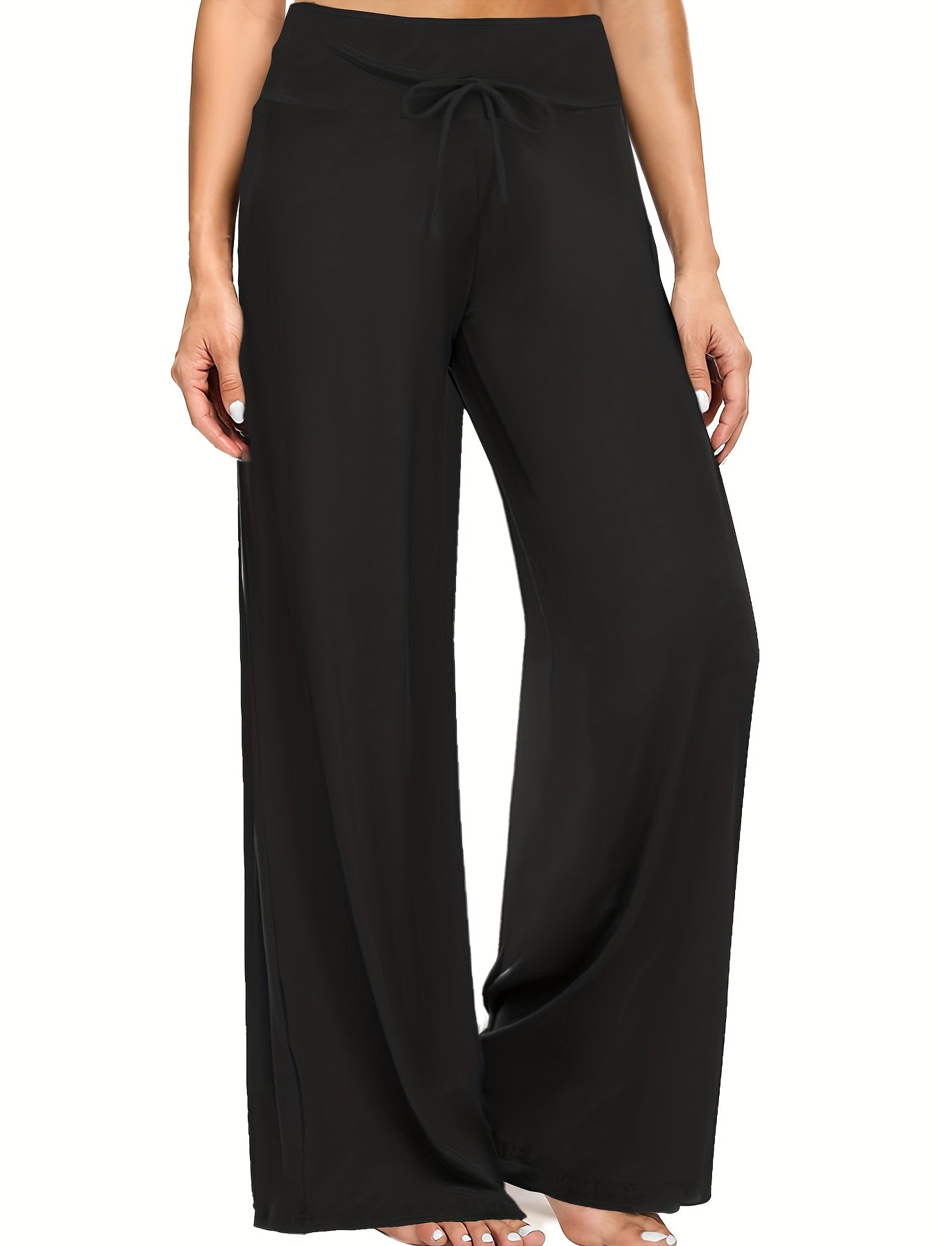 Wide Leg Palazzo Pants for Women 4-Pack – High Waist Flowy Stretchy Casual Beach Lounge Pants, Loose Dress Pants for Everyday Wear, Vacation, Summer & Plus Size – S to XXL, Black & Mixed Colors