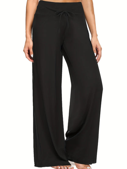 Wide Leg Palazzo Pants for Women 4-Pack – High Waist Flowy Stretchy Casual Beach Lounge Pants, Loose Dress Pants for Everyday Wear, Vacation, Summer & Plus Size – S to XXL, Black & Mixed Colors