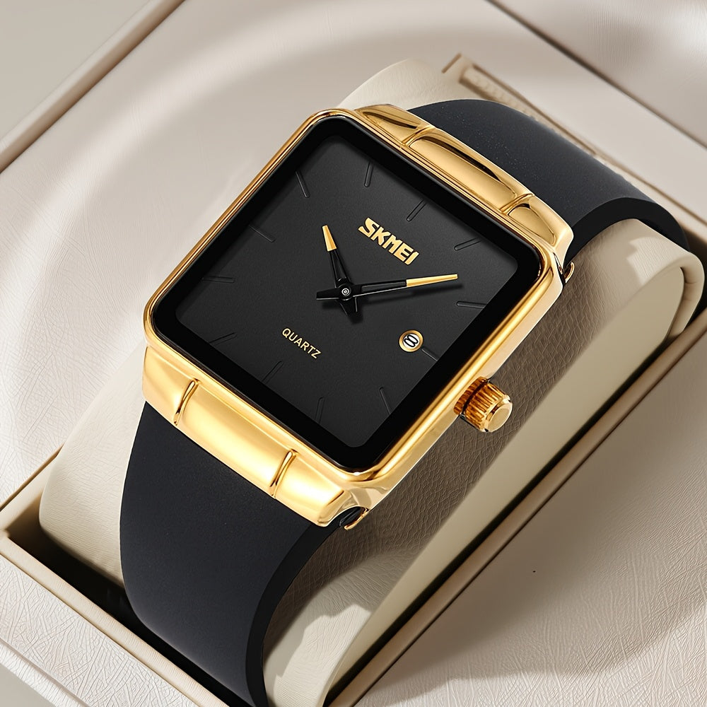 SKMEI Women's Square Quartz Watch Slim Minimalist Elegant Alloy Case Ladies Fashion Wristwatch Daily Wear Gift for Her Gold Black Rose Gold