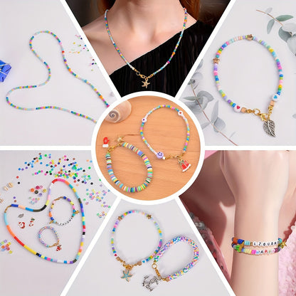 7200pcs Clay Beads Bracelet Making Kit Colorful Soft Clay Beads for DIY Friendship Bracelets Jewelry Making with Storage Box Complete Bead Set for Girls Kids Teens Adults Craft Supplies