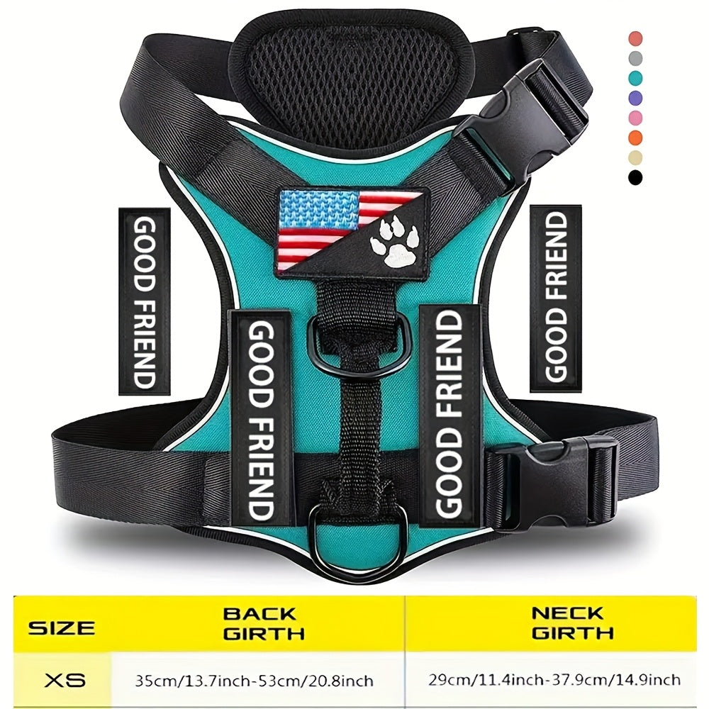 Service Dog Harness Vest with 5 ID Patches – Reflective Adjustable Oxford Vest with Breathable Mesh Lining, Service Dog ID System for Small Medium Large Dogs, Sizes XS-XL, Public & Mobility Aid