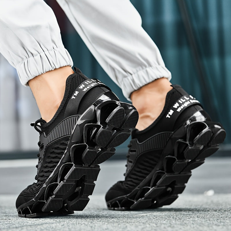 Men's Breathable Running Shoes Lightweight Fish Scale Fabric Upper Durable Outsole Low Top Lace-Up for Running Hiking Walking Casual Sports White Black US 7-13.5
