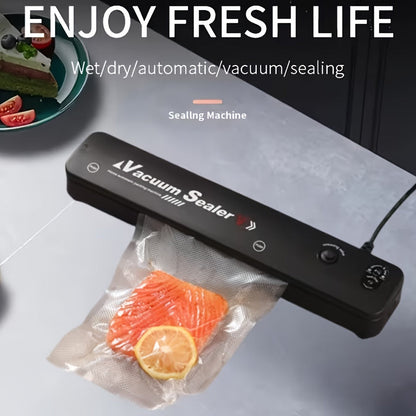 Vacuum Sealing Machine Set with 55 Vacuum Bags, Automatic Food Vacuum Sealer for Food Preservation & Storage, Sous Vide Low-Temperature Cooking, Convenient Household Kitchen Appliance - Black, White