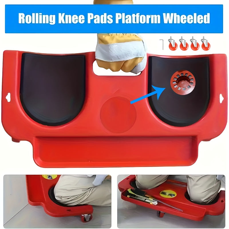 Rolling Knee Creeper Pad with Built-In Tool Tray – ABS High-Impact Frame, Cushioned Kneeling Pad for Mechanics, Carpenters, Flooring & Car Repairs – Multi-Color Automotive Repair Aid & Workshop Gift