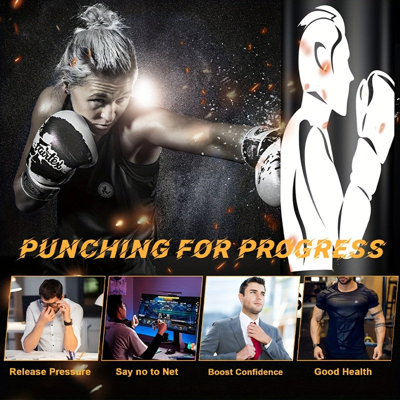 Freestanding Punching Bag 70" with Boxing Gloves & Electric Air Pump | Inflatable Heavy Bag for Adults Men Women Teens | Home Gym MMA Muay Thai Kickboxing Fitness Training | Black