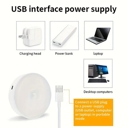 LED Motion Sensor Night Lights USB Rechargeable Wireless Dual Mode Adjustable Brightness Magnetic Mount – Under Cabinet Kitchen Hallway Stairs Closet 6 or 12 Pack