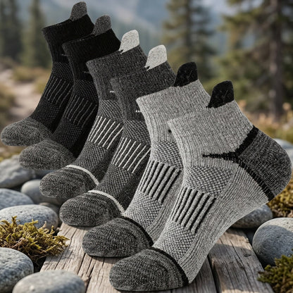 6 Pairs Merino Wool Hiking Socks for Men & Women, Cushioned Ankle Running Work Socks with Compression Support, Sweat-Absorbing Breathable Low Cut Invisible Design – Great Gift Idea