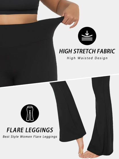 Women's High Waisted Flare Bell Bottom Yoga Pants 5-Pack Tummy Control Full-Length Bootleg Leggings Soft Stretch Wide Leg Pants for Yoga Gym Dance Pilates Year-Round Wear Sizes S-XXL