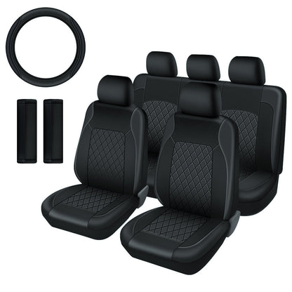 PU Leather Car Seat Covers Universal Fit Waterproof Quilted All-Season with Sponge Padding for Cars SUVs Trucks Gray Black Red Blue Single or 12-Piece Set