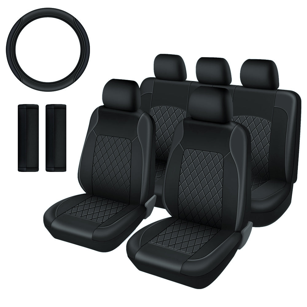 PU Leather Car Seat Covers Universal Fit Waterproof Quilted All-Season with Sponge Padding for Cars SUVs Trucks Gray Black Red Blue Single or 12-Piece Set