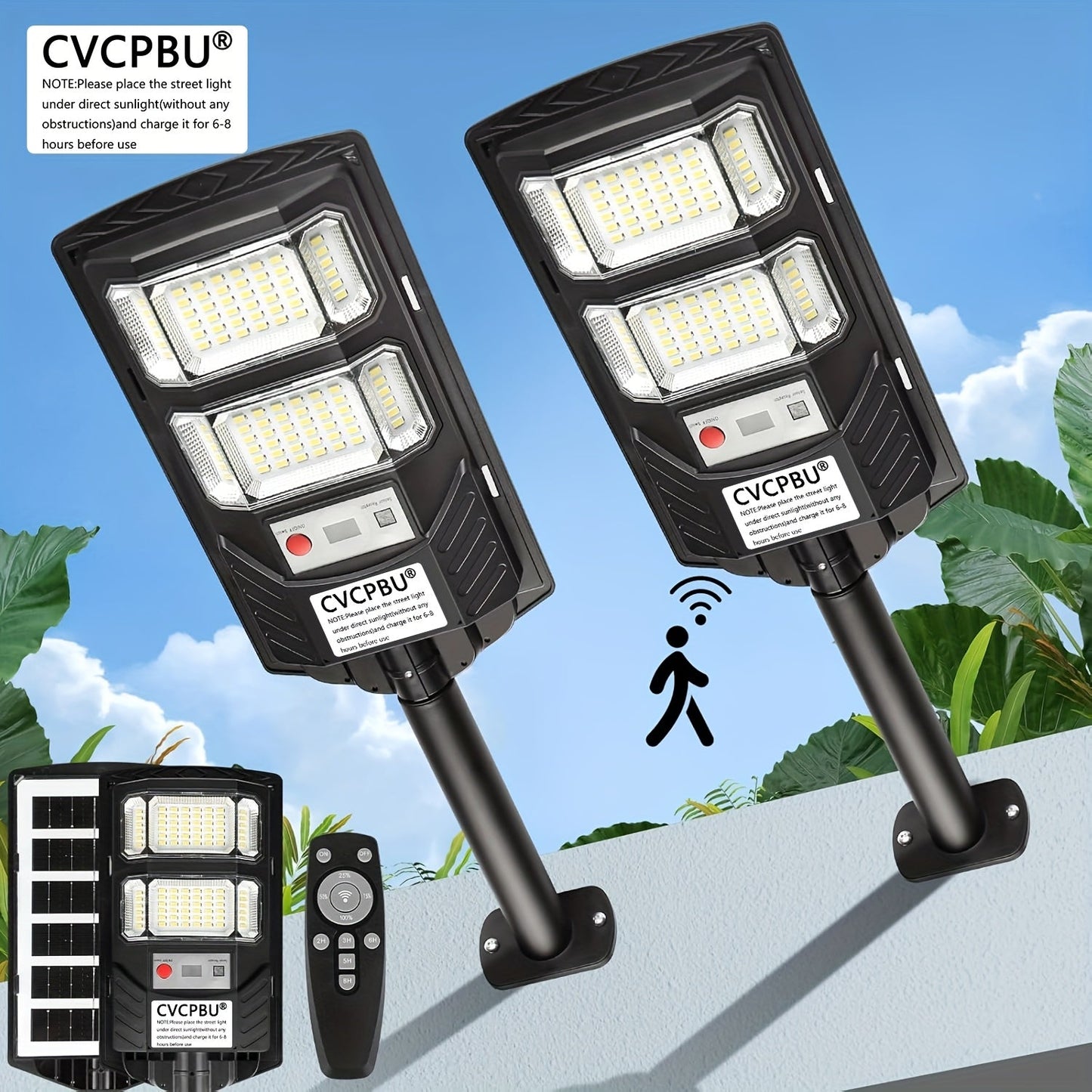 Solar Street Lights 400 LED 6500K Waterproof | Motion Sensor, Remote Control, Dusk to Dawn Outdoor Solar Flood Light for Parking Lot, Yard, Driveway, Commercial Area – 2 Pack & 4 Pack