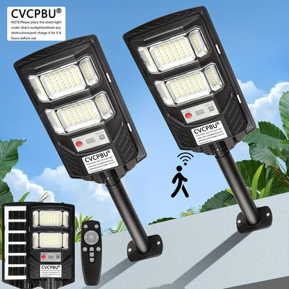 Solar Street Lights 400 LED 6500K Waterproof | Motion Sensor, Remote Control, Dusk to Dawn Outdoor Solar Flood Light for Parking Lot, Yard, Driveway, Commercial Area – 2 Pack & 4 Pack