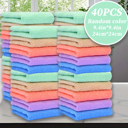 40-Pack Cleaning Cloths Soft Absorbent Household Rags 9.4x9.4 Inch | Multi-Purpose Square Towels Kitchen Bathroom Car Cleaning | Reusable Washable Random Colors | Bulk Value Pack | Gift for Mom