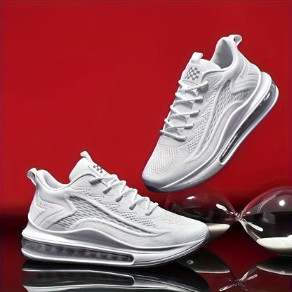 Men's Air Cushion Running Sneakers Lightweight Lace-Up Anti-Slip Shock-Absorbing Breathable Athletic Shoes for Walking Fitness Tennis Travel Sizes US 6.5-13.5 Black Blue White Yellow Red