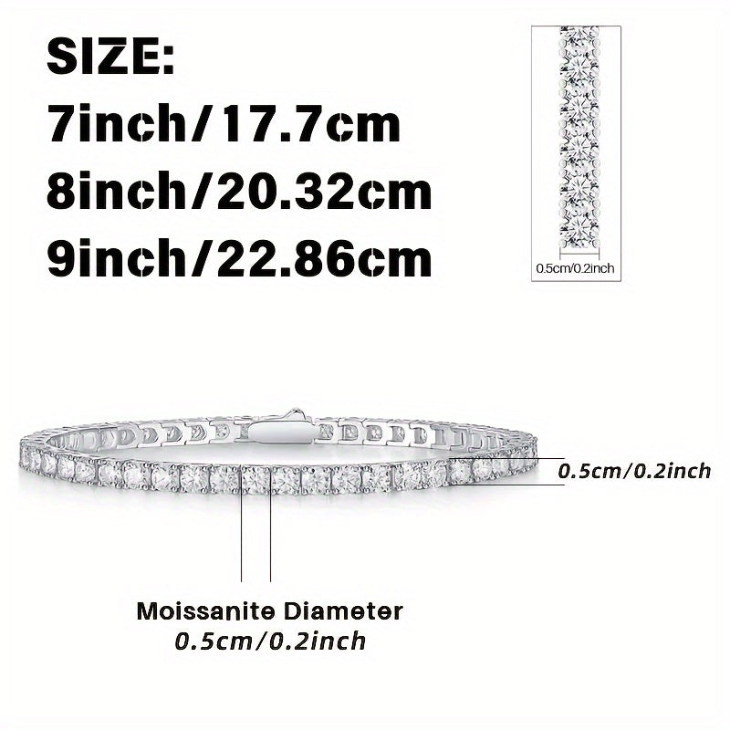 S925 Sterling Silver Moissanite Tennis Bracelet for Women Men – Luxury CZ Bling Hip Hop Bracelet Sizes 6–9 Inch, Wedding Anniversary Birthday Gift