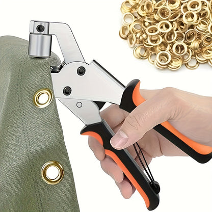 200 Pcs 10mm Eyelet Punch Set with Tools & Rings, Metal Grommets Kit for DIY Tarpaulin, Faux Leather, Canvas, Waterproof Fabric, Sewing & Crafting Projects