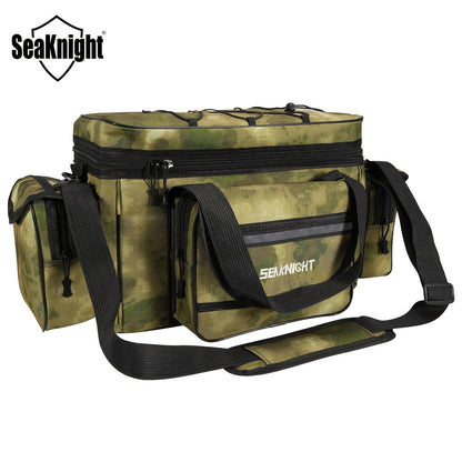 SeaKnight Fishing Tackle Bag Camo – Large Capacity Waterproof Nylon Shoulder Bag for Bass Trout Fishing Hiking Camping Outdoor Sports Travel Men Women