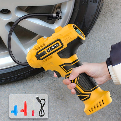 Portable Air Compressor Tire Inflator – 150 PSI Cordless Handheld Pump with Auto-Shutoff, Digital Pressure Gauge, LED Light, Rechargeable Battery for Car, Motorcycle, Bike, Ball | Velora