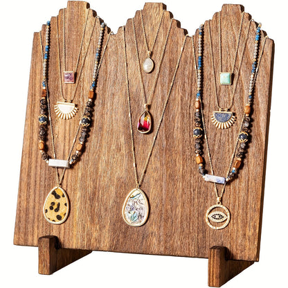 Wooden Necklace Jewelry Display Stand – Rustic Vertical Organizer for Craft Fairs, Vendors & Home Decor, Durable Wood Stable Base, Necklace Holder Showcase