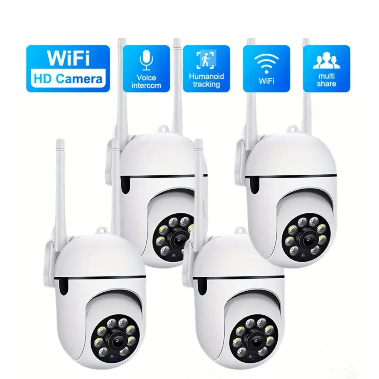 4-Pack WiFi Dome Security Camera 1080P HD – AI Motion Tracking 360° PTZ Two-Way Audio PIR Night Vision App Control, Indoor Outdoor Home Security Camera System WiFi 2.4G/5G