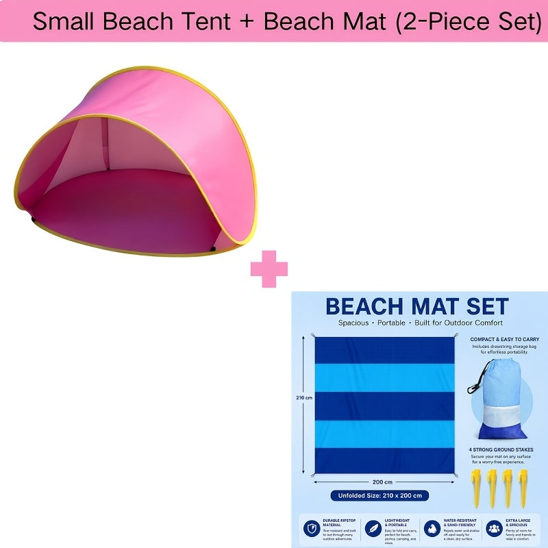 Pop Up Beach Sun Shade Tent Portable – Quick Setup UV Protection Sun Shelter Lightweight Under 50g/m² for Beach Hiking Camping Family Outdoor Travel Sun Umbrella Canopy