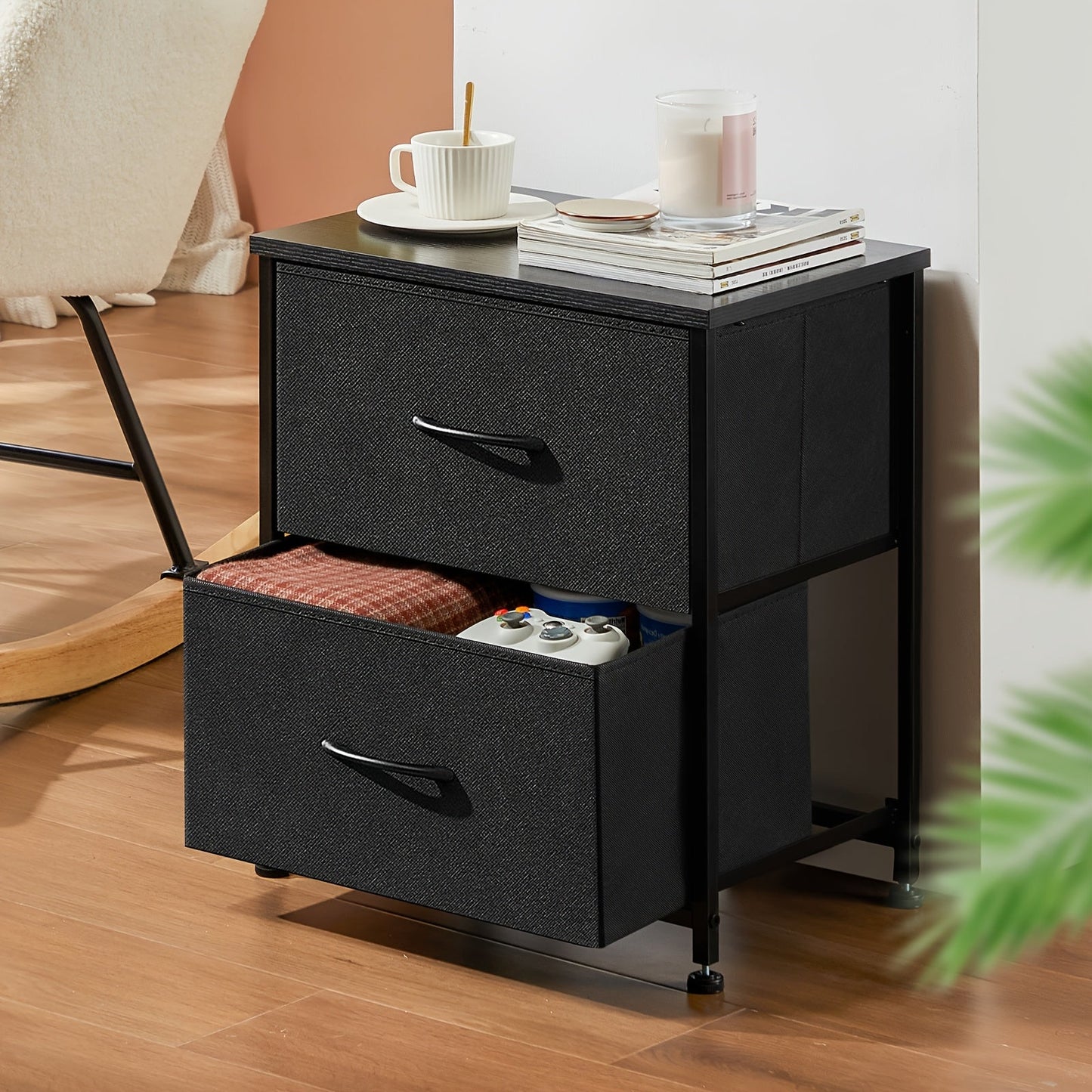Drawer Cabinet with Metal Frame & Hardwood Top – Home Office Storage Organizer, 2 to 10 Drawers, Assembly Required – White, Grey, Black, Rustic Brown – Bedroom, Living Room & Office Filing Cabinet