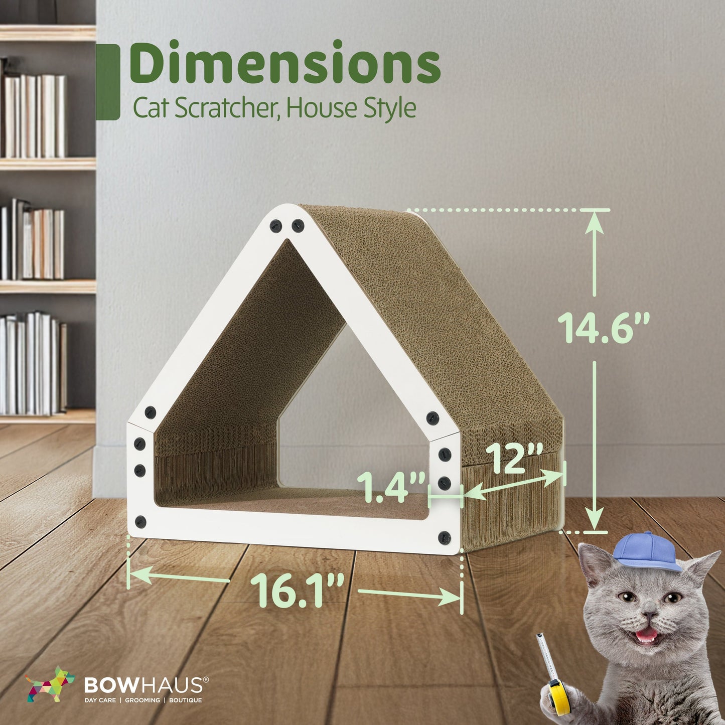 Large House-Shaped Cat Scratcher Lounger – Reversible 5-Layer Cardboard Cat Scratching Pad & Board, 16x14x12 Inch, Protects Furniture, for Indoor Cats of All Sizes, Brown/White