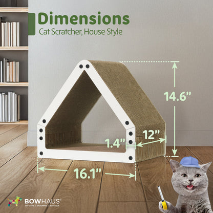 Large House-Shaped Cat Scratcher Lounger – Reversible 5-Layer Cardboard Cat Scratching Pad & Board, 16x14x12 Inch, Protects Furniture, for Indoor Cats of All Sizes, Brown/White
