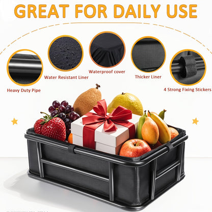 Heavy-Duty Iron Bike Basket – Large, Folding & Basic Removable Rear Bicycle Basket for Most Bikes & E-Bikes, Frame Mount, Black – for Groceries, Pets & Daily Commuting