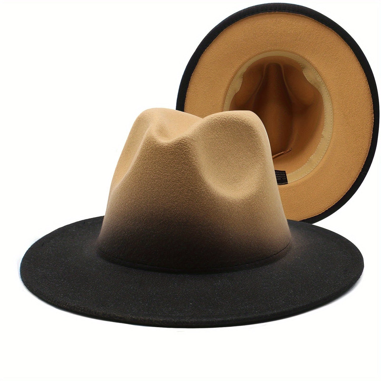 Wide Brim Fedora Hat for Women and Men Two Tone Gradient Color Jazz Panama Cap Unisex Classic Fashion Hat Multiple Colors