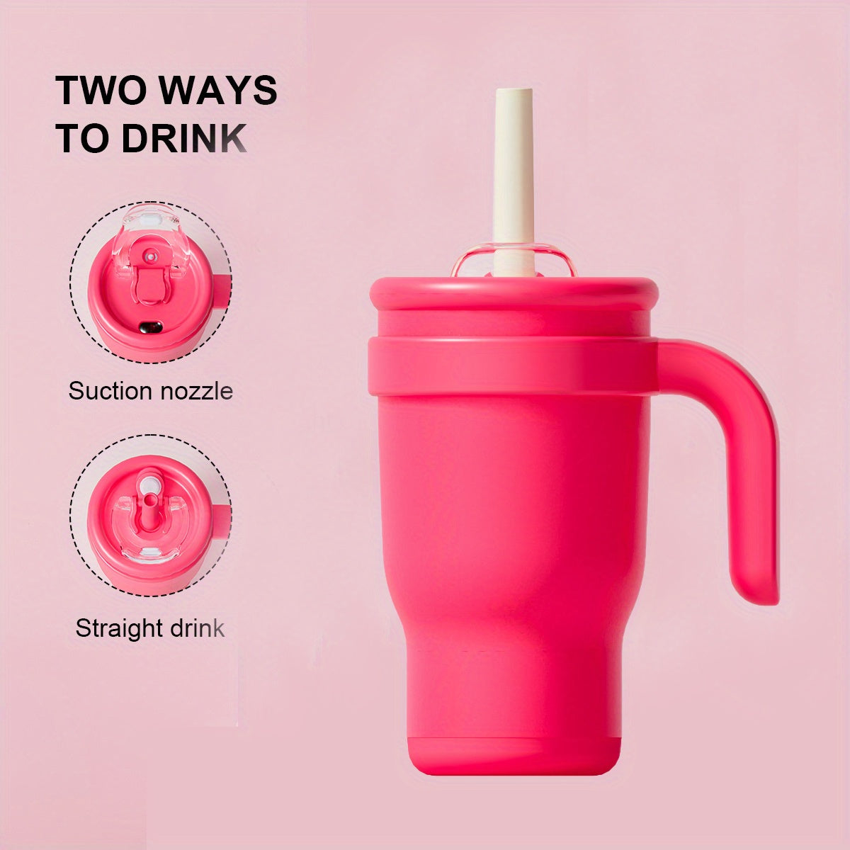 14oz Insulated Coffee Mug with Handle & Straw for Women – Double Wall Stainless Steel Tumbler, Pastel Silicone Boot Sleeve, Splash-Proof Lid, Fits Cup Holders – Cute Aesthetic Cup for Office, Gym, Yoga & Car