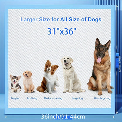 XXXL Dog Pee Pads Extra Large 8-Layer Super Absorbent Leak-Proof – Disposable Puppy Potty Pads for Cars Cages Sofas, Multiple Sizes 31x47 32x36 57x31 Inches