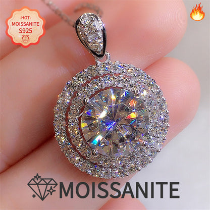 5 Carat Moissanite Pendant Necklace S925 Sterling Silver Minimalist Diamond Alternative Promise Necklace Luxury Elegant Jewelry for Women Wedding Holiday Gift