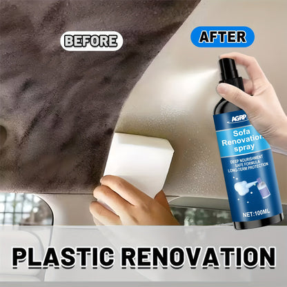 Car Interior Renovator & Restorer 100ml – Multi-Purpose Cleaner for Plastic, Fabric, Seats & Dashboard, Long-Lasting Protection with Applicator Sponge