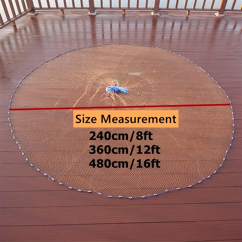 Cast Net for Fishing with Zinc Sinkers & Strong Nylon Mesh – Large Diameter Throw Net for Saltwater & Freshwater, 2.4M 3.6M 4.8M Options for Bass, Bait & Trap Fishing