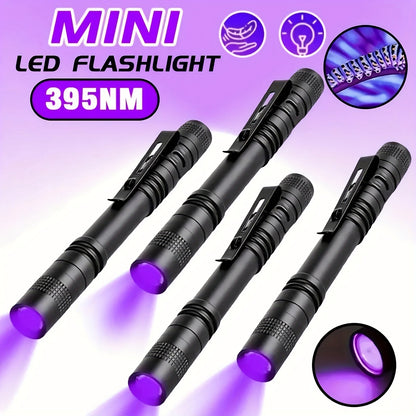 UV Blacklight Flashlight 395nm Portable Ultraviolet Light for Counterfeit Detection Pet Urine Stain Scorpion Hunting Ringworm, Multi-Pack 4/6/8/12pcs, AAA Battery Powered