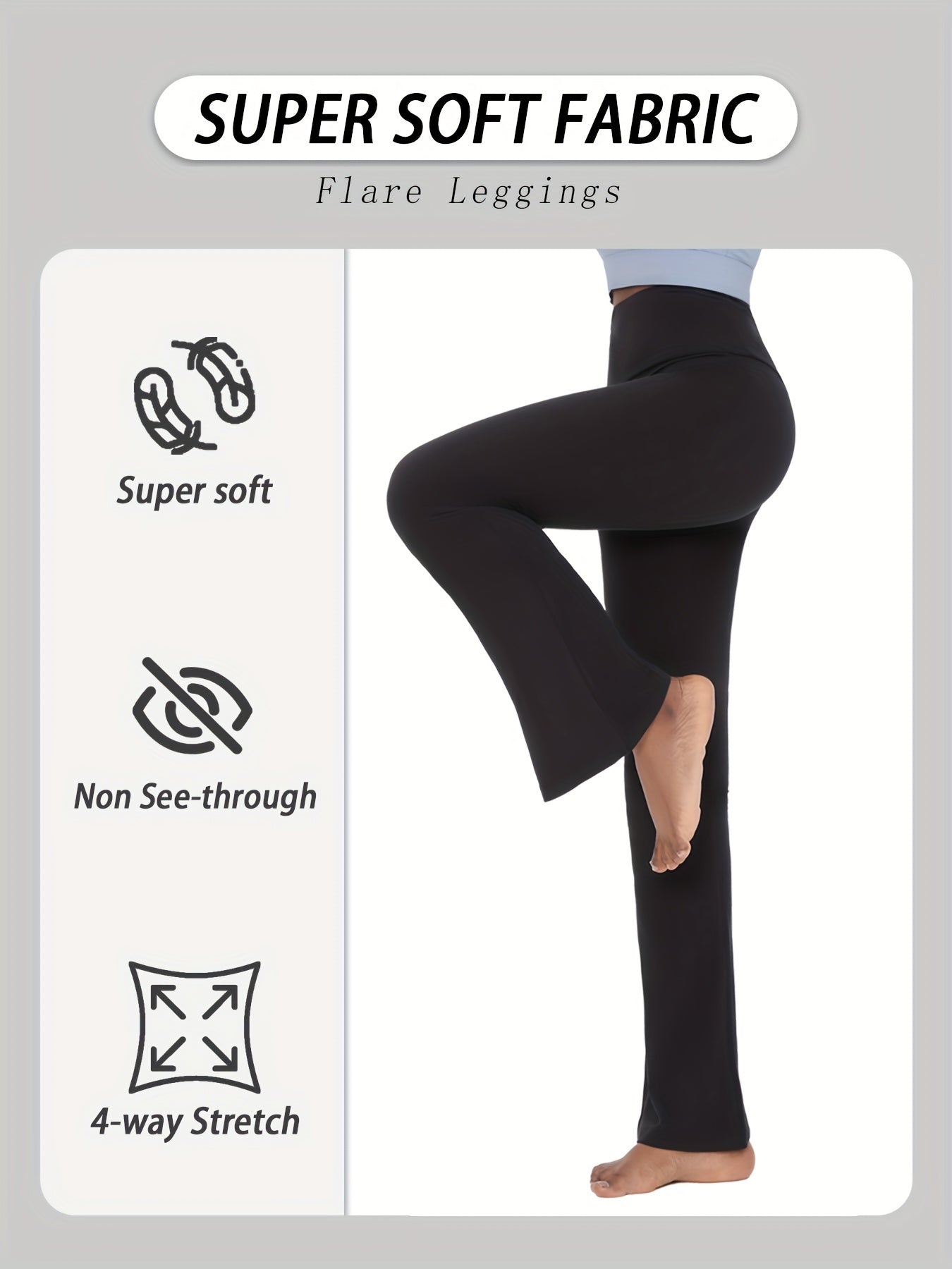 Women's High Waisted Flare Bell Bottom Yoga Pants 5-Pack Tummy Control Full-Length Bootleg Leggings Soft Stretch Wide Leg Pants for Yoga Gym Dance Pilates Year-Round Wear Sizes S-XXL