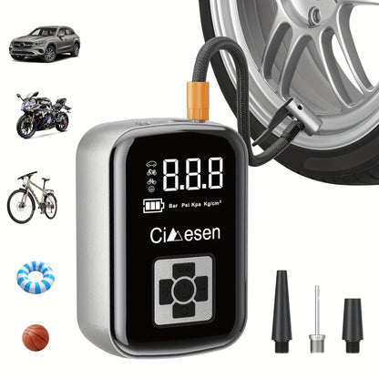 Portable Cordless Tire Inflator 150PSI Digital Display USB-C Rechargeable 4000mAh for Car Motorcycle Bike Ball
