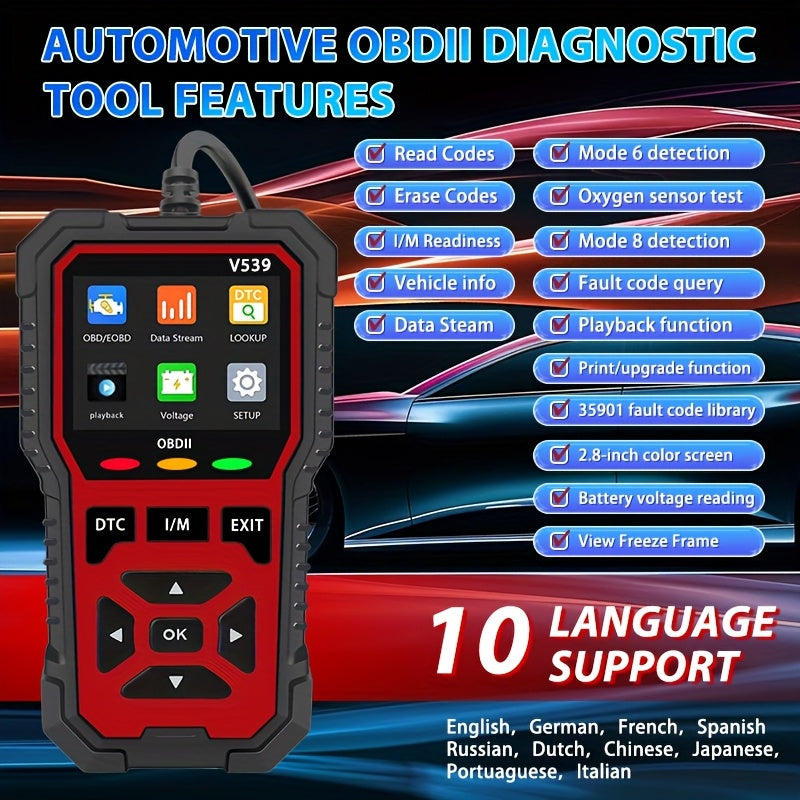 Advanced OBD2 Scanner Automotive Diagnostic Tool Faster Processing Chip Read Clear Engine Codes Live Data Freeze Frame Supports 10 Languages All OBD2 Cars 1996+