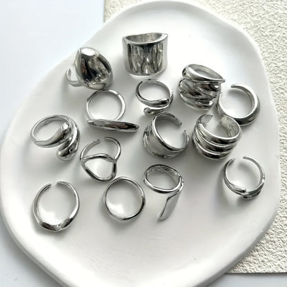 Irregular Geometric Wide Band Rings for Women – Boho Stackable Statement Silver Ring Set, Elegant Party Daily Wear Holiday Gift