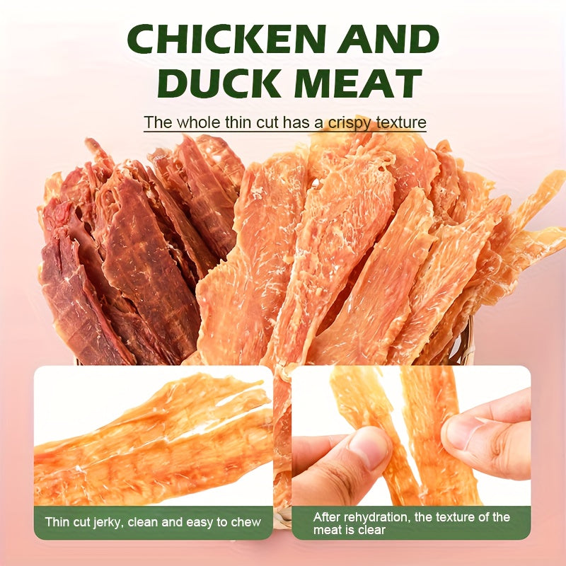 Chicken & Duck Jerky Pet Treats 105g – Grain-Free High Protein Healthy Snacks for Dogs & Cats, Chicken Breast Slices + Duck Jerky Combo, Dental Chews & Training Rewards for Puppies Kittens Adults