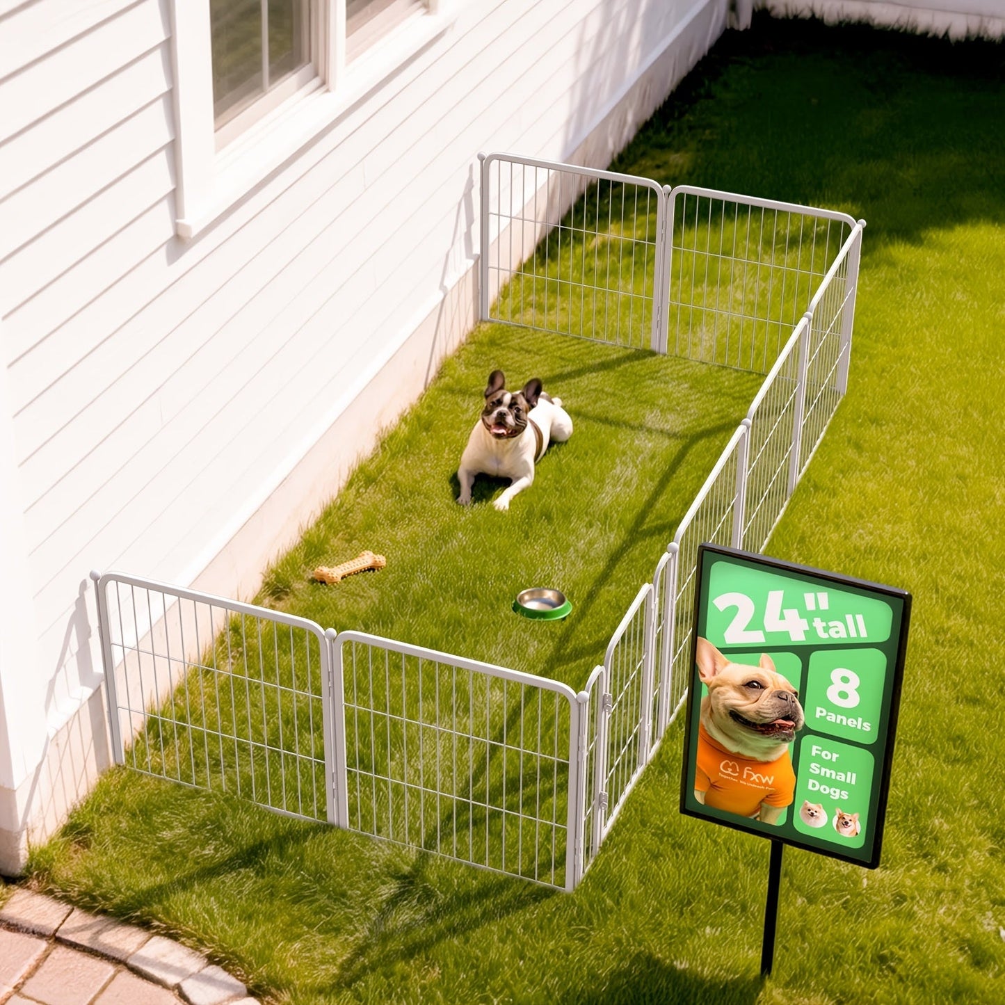 FXW Dog Playpen Heavy Duty Metal Pet Fence with Gate – 8/16/24/32/48 Panels, 24/32/40 Inch Height, Indoor & Outdoor Exercise Pen for Large Medium Small Dogs, Portable Yard Garden RV Camping Enclosure