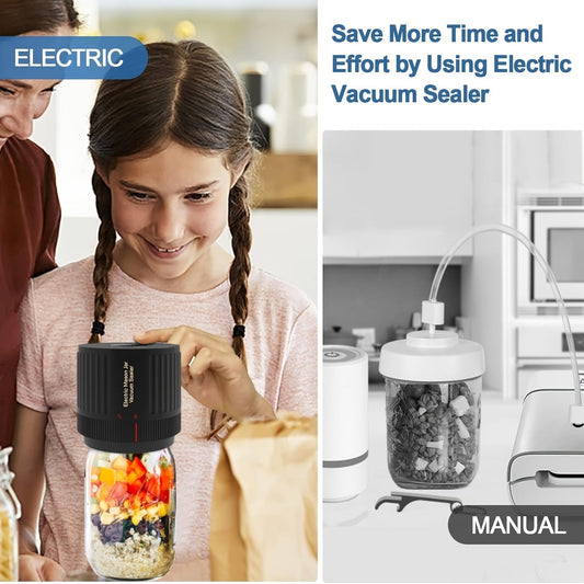 Electric Cordless Vacuum Sealer Kit for Mason Jars – Wide & Standard Mouth, Food Storage & Fermentation, 1-Pack or 2-Pack, Black & White