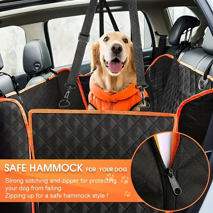 Dog Car Seat Cover Pet Hammock 600D – Waterproof Scratch-Proof Rear Seat Protector with 4 Side Pockets & Non-Slip Backing, Fits Cars, Trucks & SUVs, Universal Fit for All Dog Breeds