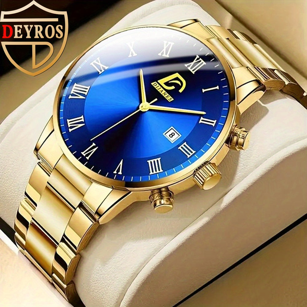 Men's Quartz Watch Set 10 Pcs – Analog Alloy Case, Faux Leather Strap, Date Display, Multiple Styles – Casual Wrist Watches for Men, Perfect Gift Set