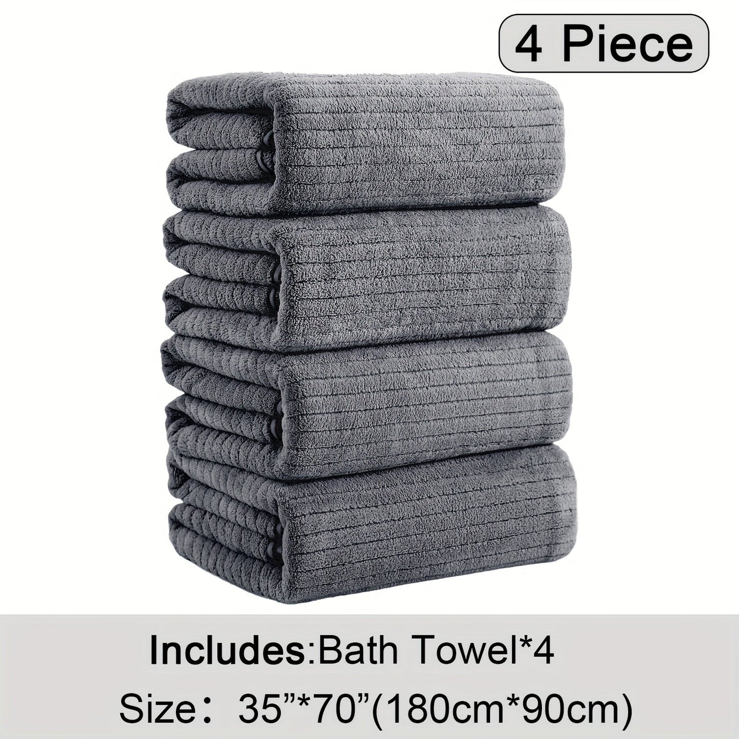 4-Pack Oversized Bath Towels Set 35"x70" – Extra Large XL Microfiber Bath Sheet, Super Soft Quick-Dry Absorbent Shower Towels for Family Hotel Spa, 13 Colors Beige White Grey Navy Blue Green Black