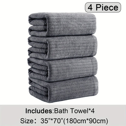 4-Pack Oversized Bath Towels Set 35"x70" – Extra Large XL Microfiber Bath Sheet, Super Soft Quick-Dry Absorbent Shower Towels for Family Hotel Spa, 13 Colors Beige White Grey Navy Blue Green Black
